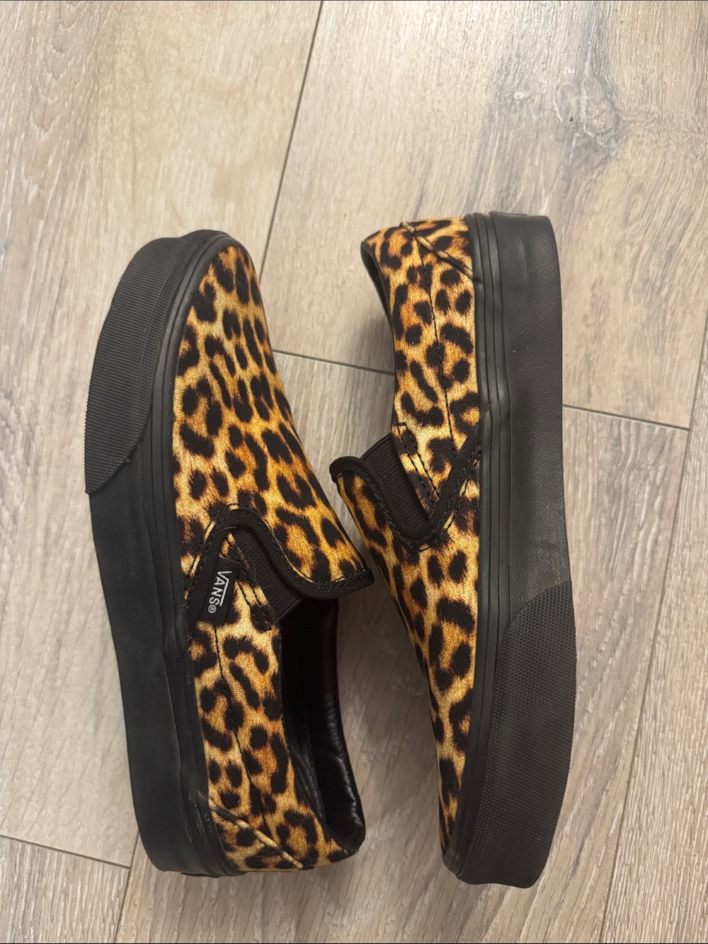 Vans Leopard Print Slip-On Sneakers - Black/Yellow - Picture 3 of 4